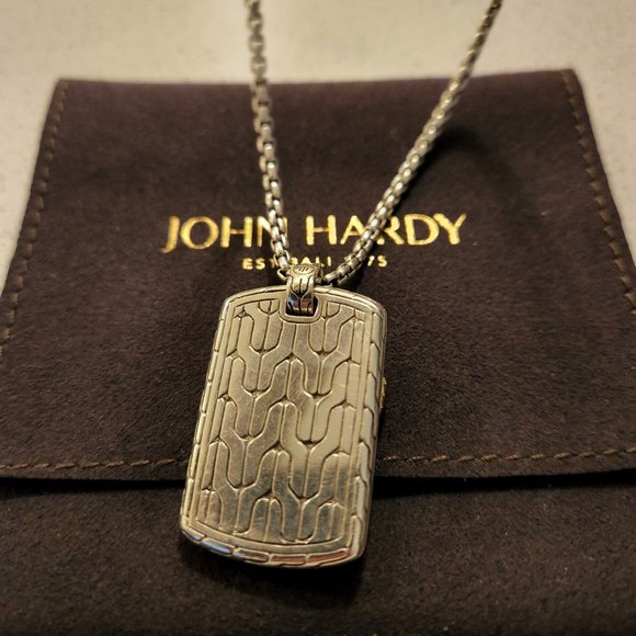 John Hardy Two-Sided Tag Pendant and Chain! - Picture 1 of 2